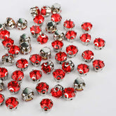 Red/Siam Sewing 3D Claw Rhinestones Silver Base WholesaleRhinestone